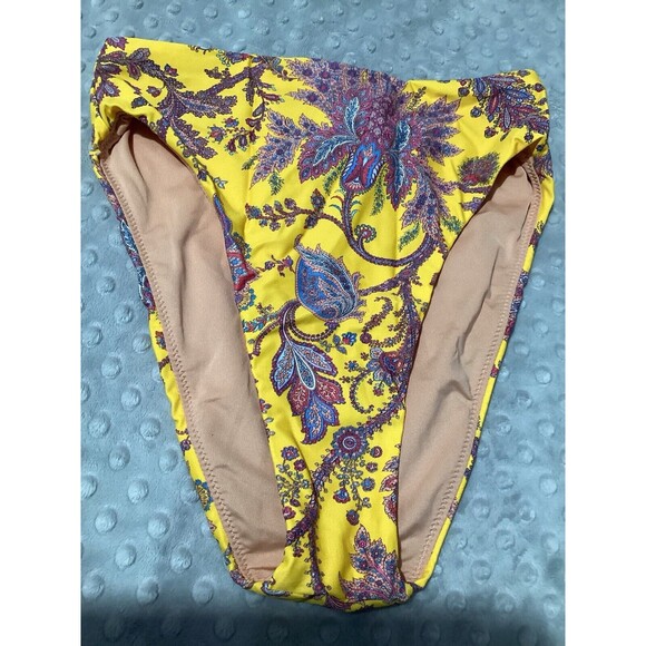 J. Crew High Rise Bikini Bottom Ratti Golden Paisley XS - Picture 3 of 7